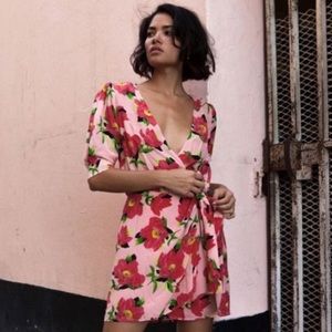 Kooples Pink Floral Wrap Dress